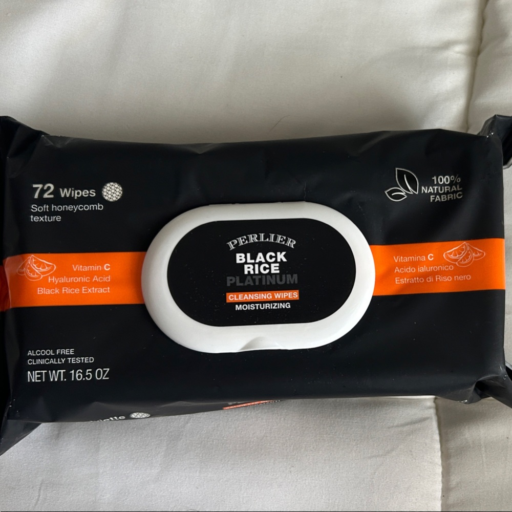 Perlier Black Rice Cleansing Wipes 72 count FACTORY SEALED
